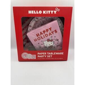 Hello Kitty Holiday Party Christmas Paper Tableware Party Set! NEW In Box 2024